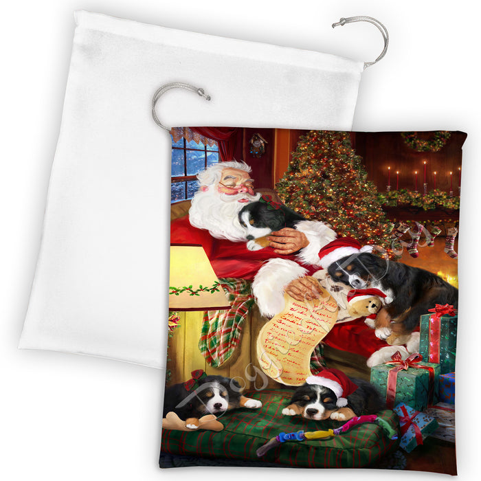 Santa Sleeping with Bernese Mountain Dogs Drawstring Laundry or Gift Bag LGB48777