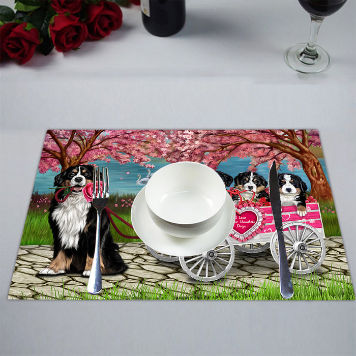 I Love Bernese Mountain Dogs in a Cart Placemat