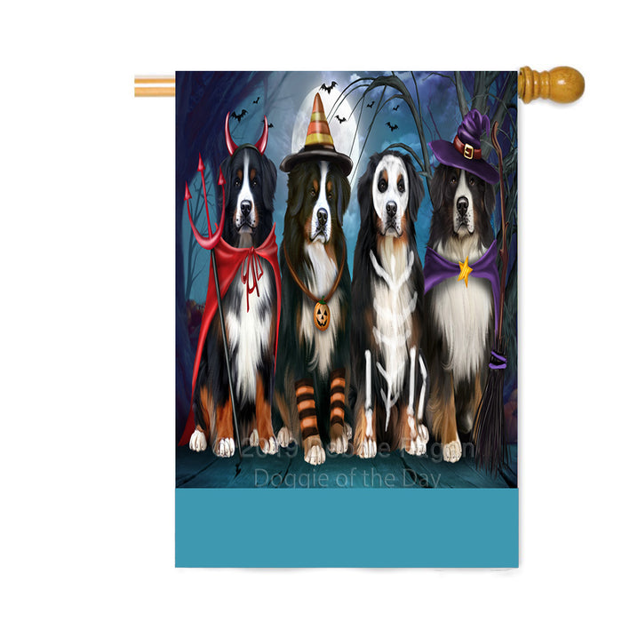 Personalized Happy Halloween Trick or Treat Bernese Mountain Dogs Custom House Flag FLG64034