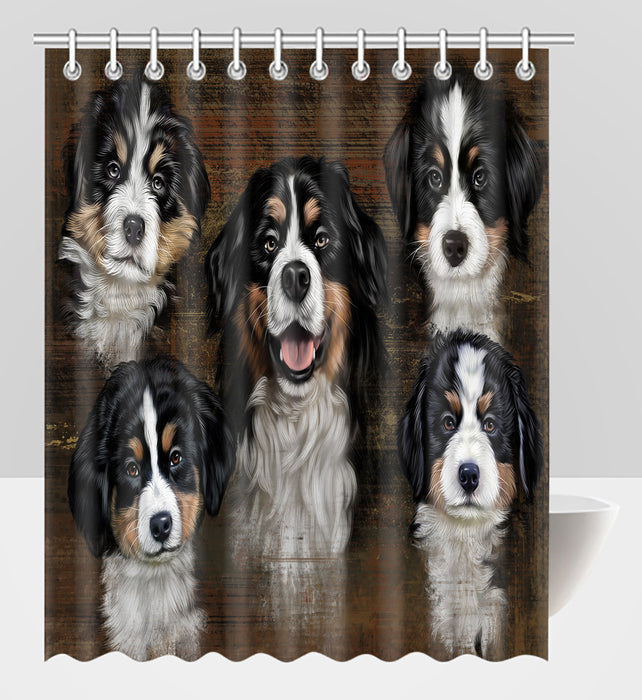 Rustic Bernese Mountain Dogs Shower Curtain
