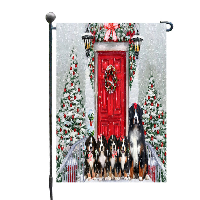 Christmas Holiday Welcome Bernese Mountain Dogs Garden Flags- Outdoor Double Sided Garden Yard Porch Lawn Spring Decorative Vertical Home Flags 12 1/2"w x 18"h