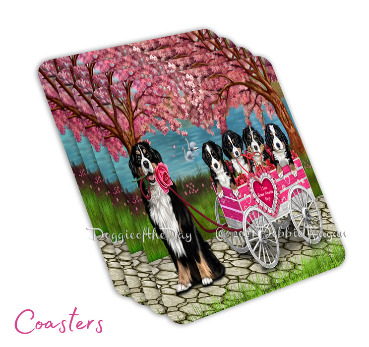 Mother's Day Gift Basket Bernese Mountain Dogs Blanket, Pillow, Coasters, Magnet, Coffee Mug and Ornament