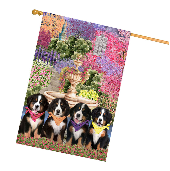 Bernese Mountain Dogs House Flag: Explore a Variety of Designs, Weather Resistant, Double-Sided, Custom, Personalized, Home Outdoor Yard Decor for Dog and Pet Lovers
