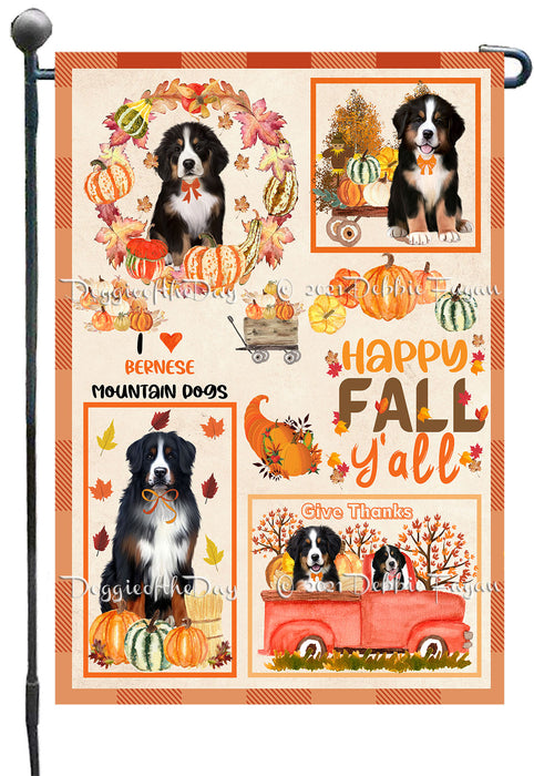 Happy Fall Y'all Pumpkin Bernese Mountain Dogs Garden Flags- Outdoor Double Sided Garden Yard Porch Lawn Spring Decorative Vertical Home Flags 12 1/2"w x 18"h