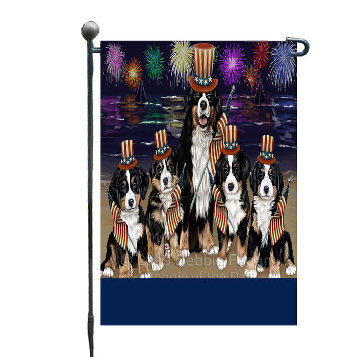 Personalized 4th of July Firework Bernese Mountain Dogs Custom Garden Flags GFLG-DOTD-A57784