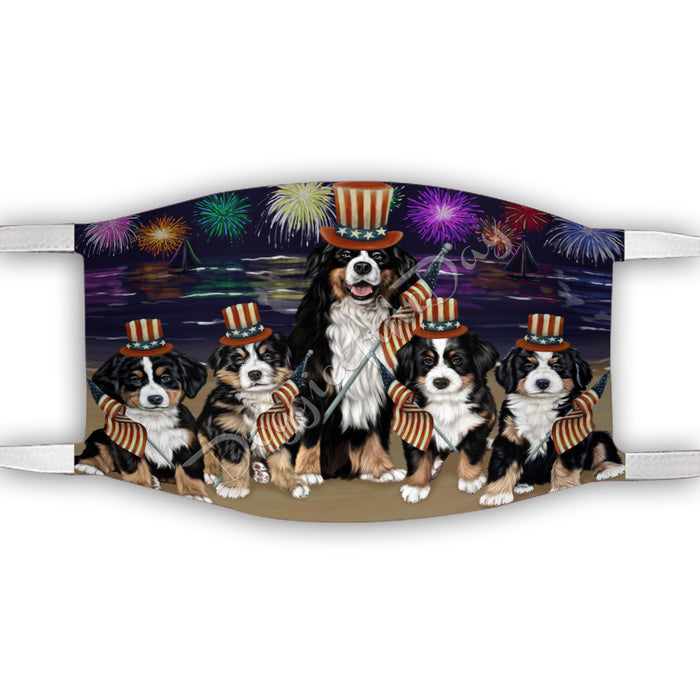 4th of July Independence Day Bernese Mountain Dogs Face Mask FM49378