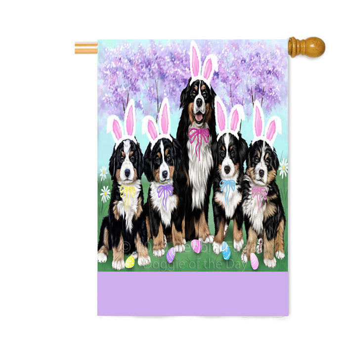 Personalized Easter Holiday Bernese Mountain Dogs Custom House Flag FLG-DOTD-A58814