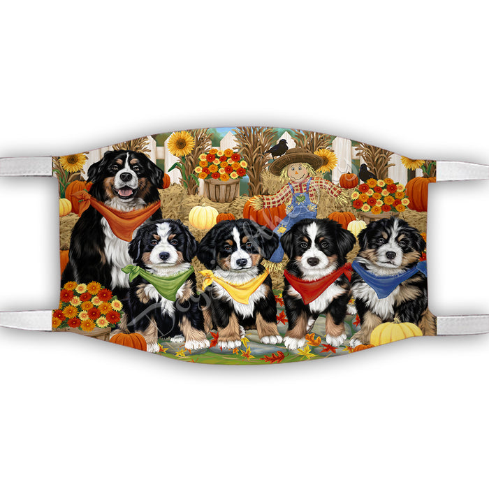 Fall Festive Harvest Time Gathering  Bernese Mountain Dogs Face Mask FM48510
