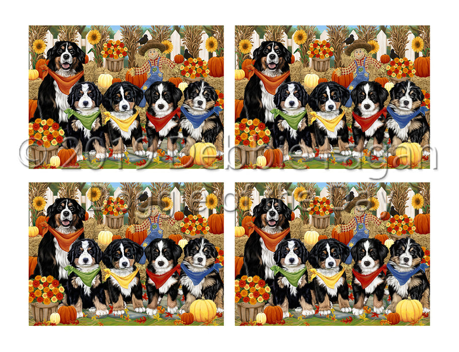 Fall Festive Harvest Time Gathering Bernese Mountain Dogs Placemat