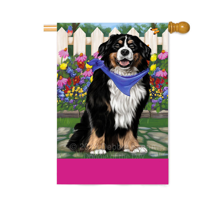 Personalized Spring Floral Bernese Mountain Dog Custom House Flag FLG-DOTD-A62804