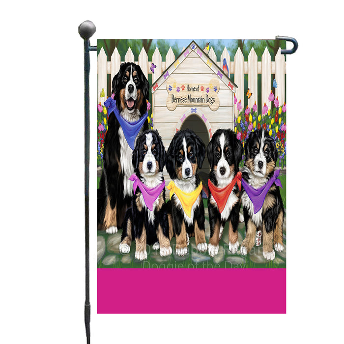 Personalized Spring Dog House Bernese Mountain Dogs Custom Garden Flags GFLG-DOTD-A62749