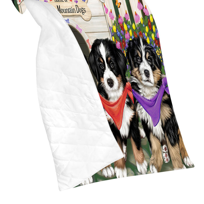 Spring Dog House Bernese Mountain Dogs Quilt