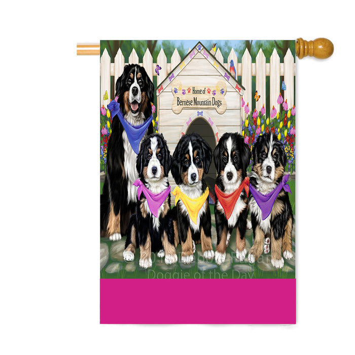 Personalized Spring Dog House Bernese Mountain Dogs Custom House Flag FLG-DOTD-A62805