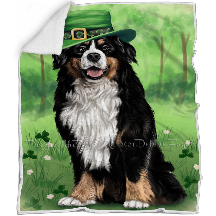 St. Patricks Day Irish Portrait Bernese Mountain Dog Blanket BLNKT58377