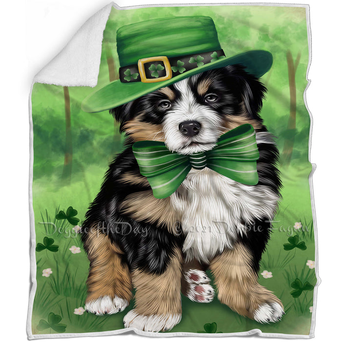 St. Patricks Day Irish Portrait Bernese Mountain Dog Blanket BLNKT58395