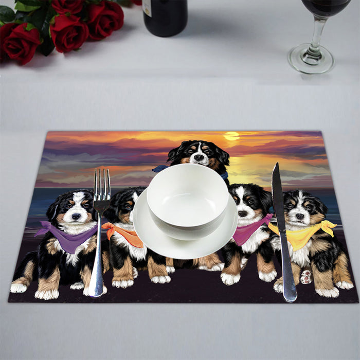 Family Sunset Portrait Bernese Mountain Dogs Placemat