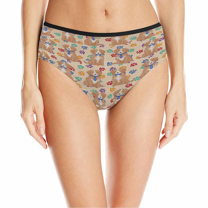 Nova Scotia Duck Toller Retriever Dogs Blue  Women's High Waist Briefs (Model L26)
