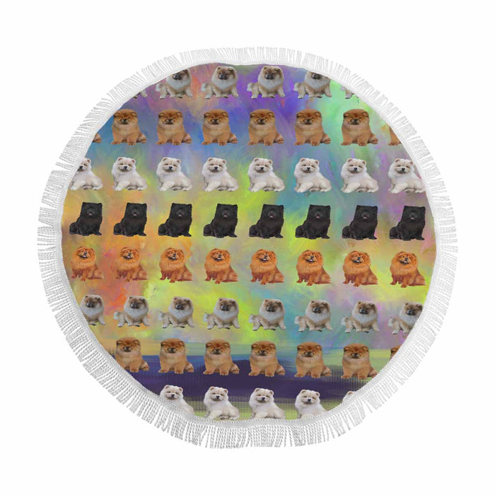 Chow Chow Dogs  Round Beach Mat 59’’