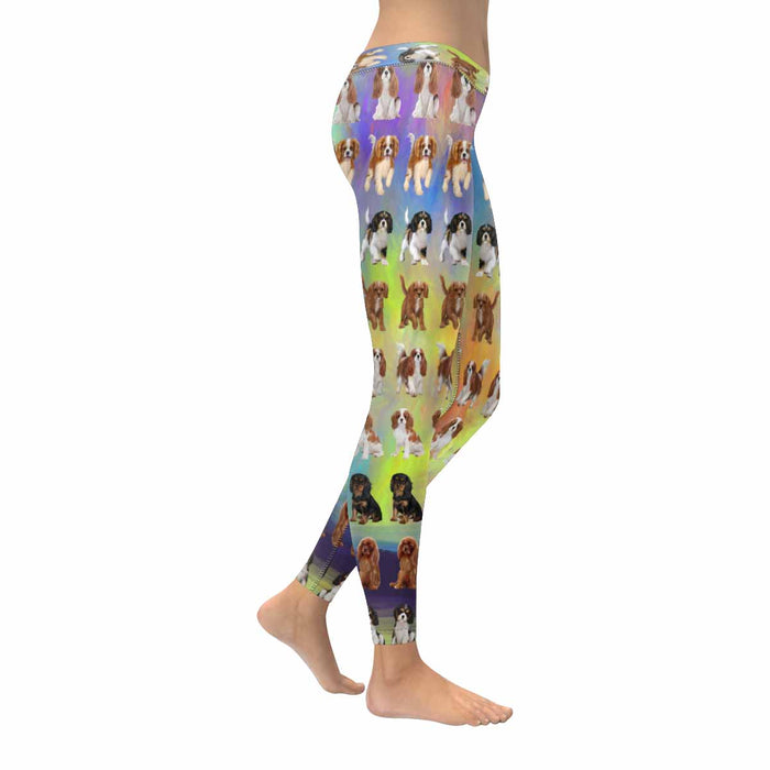 Cavalier King Charles Spaniel Dogs  All-Over Low Rise Leggings (Model L07) (Outside Serging)