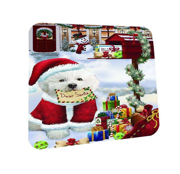 Bichon Dear Santa Letter Christmas Holiday Mailbox Dog Coasters Set of 4