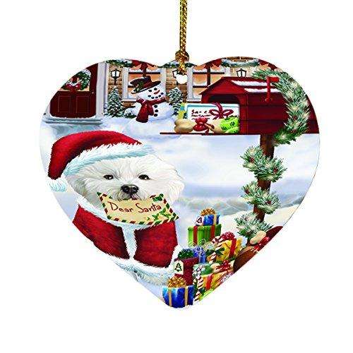 Bichon Dear Santa Letter Christmas Holiday Mailbox Dog Heart Ornament D092