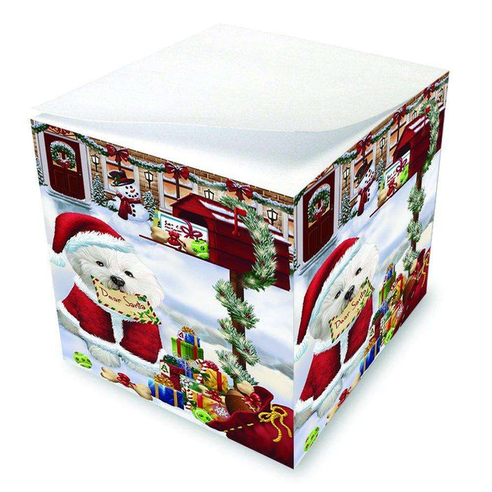 Bichon Dear Santa Letter Christmas Holiday Mailbox Dog Note Cube D088