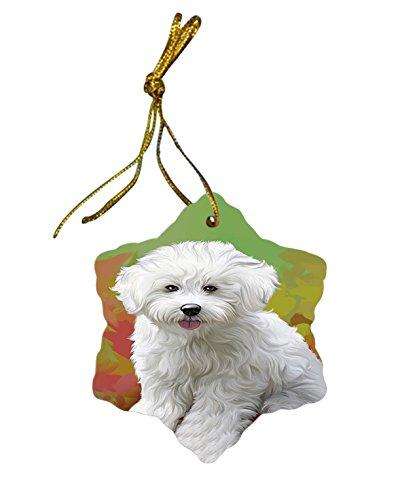 Bichon Dog Christmas Snowflake Ceramic Ornament