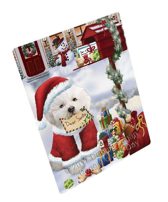 Bichon Frise Dear Santa Letter Christmas Holiday Mailbox Dog Art Portrait Print Woven Throw Sherpa Plush Fleece Blanket