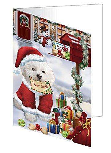 Bichon Frise Dear Santa Letter Christmas Holiday Mailbox Dog Handmade Artwork Assorted Pets Greeting Cards and Note Cards with Envelopes for All Occasions and Holiday Seasons