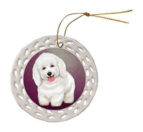 Bichon Frise Dog Christmas Doily Ceramic Ornament