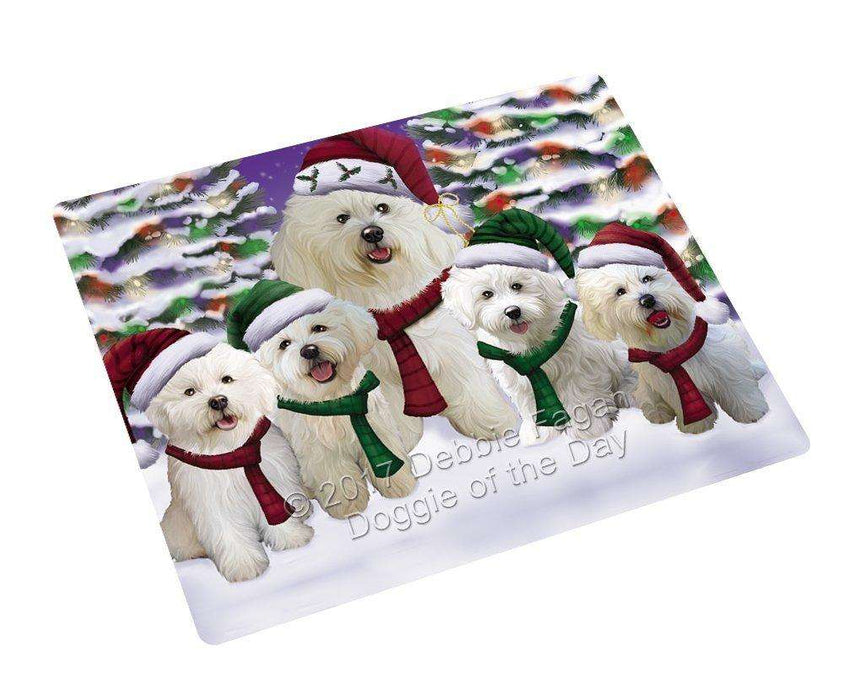 Bichon Frise Dog Christmas Family Portrait in Holiday Scenic Background Refrigerator / Dishwasher Magnet