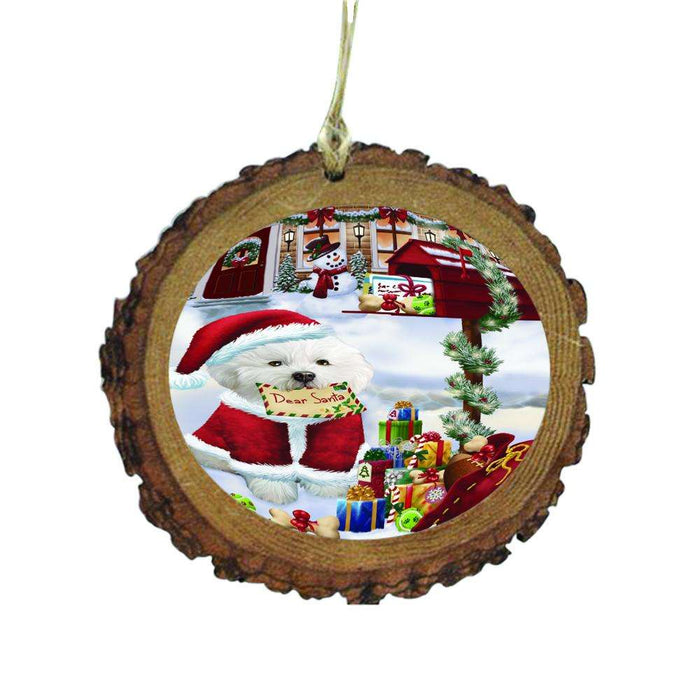Bichon Frise Dog Dear Santa Letter Christmas Holiday Mailbox Wooden Christmas Ornament WOR49013