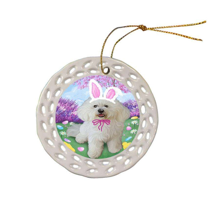 Bichon Frise Dog Easter Holiday Ceramic Doily Ornament DPOR49052