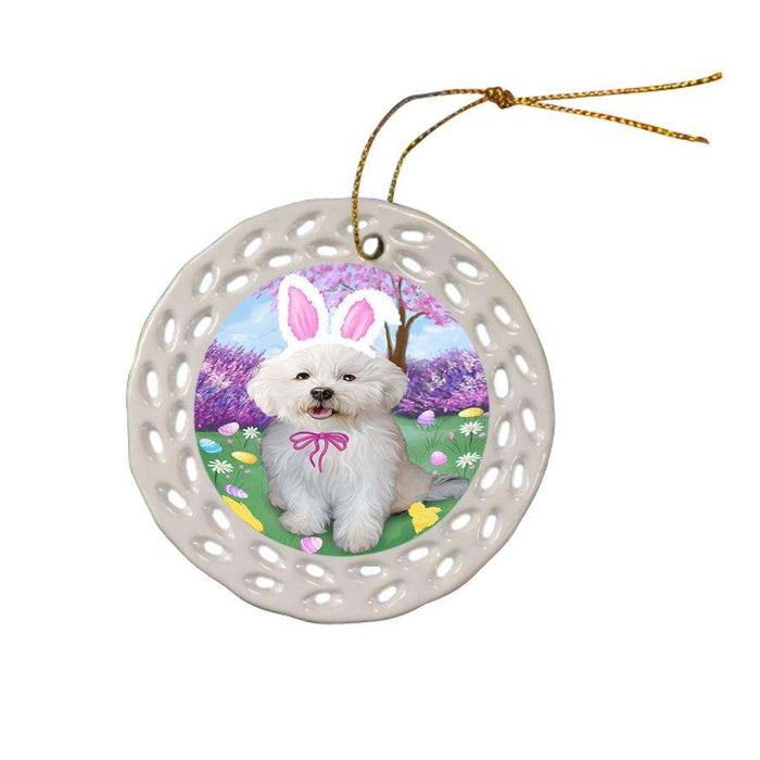 Bichon Frise Dog Easter Holiday Ceramic Doily Ornament DPOR49053