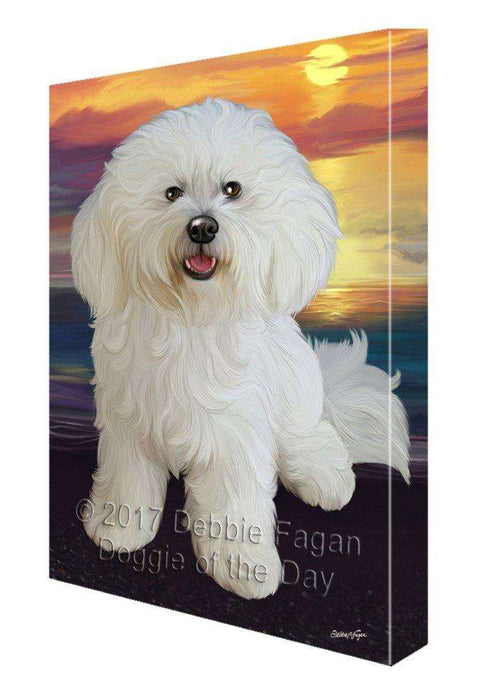 Bichon Frise Dog Painting Printed on Canvas Wall Art Signed