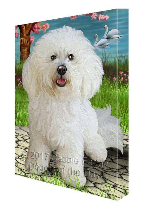 Bichon Frise Dog Painting Printed on Canvas Wall Art Signed