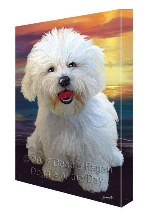 Bichon Frise Dog Painting Printed on Canvas Wall Art Signed