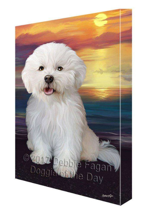 Bichon Frise Dog Painting Printed on Canvas Wall Art Signed