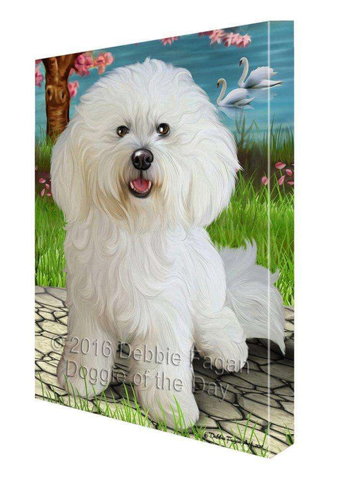 Bichon Frise Dog Painting Printed on Canvas Wall Art