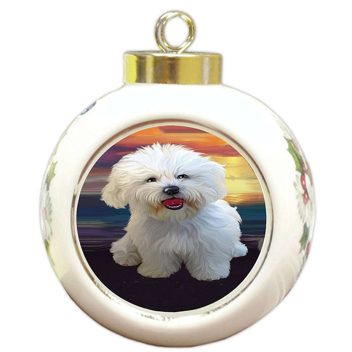 Bichon Frise Dog Round Ball Christmas Ornament