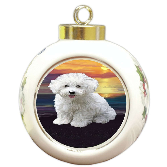 Bichon Frise Dog Round Ball Christmas Ornament