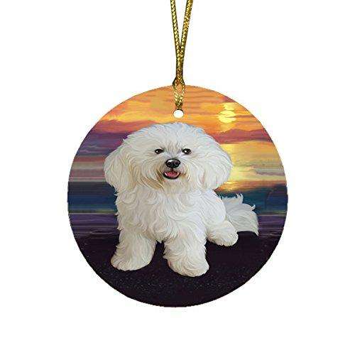 Bichon Frise Dog Round Christmas Ornament