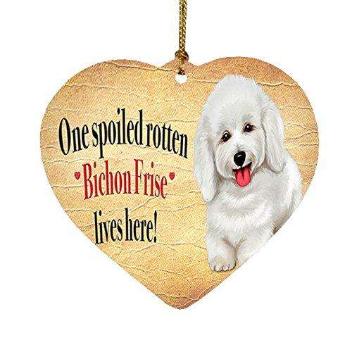 Bichon Frise Spoiled Rotten Dog Heart Christmas Ornament