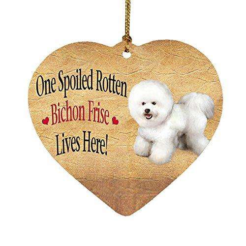 Bichon Frise Spoiled Rotten Dog Heart Christmas Ornament