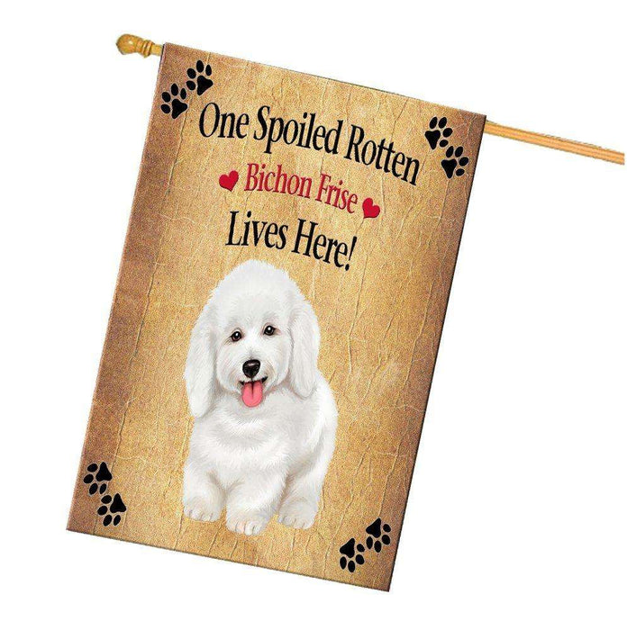 Bichon Frise Spoiled Rotten Dog House Flag