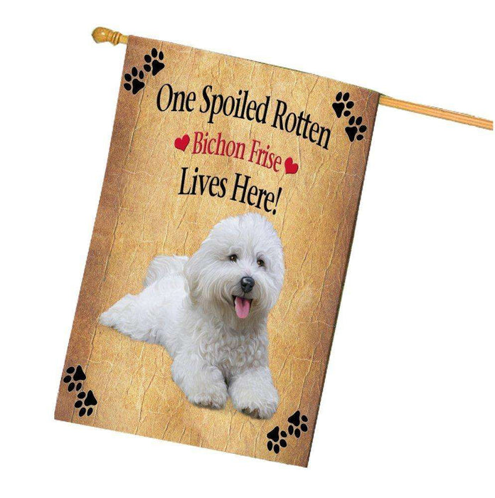 Bichon Frise Spoiled Rotten Dog House Flag