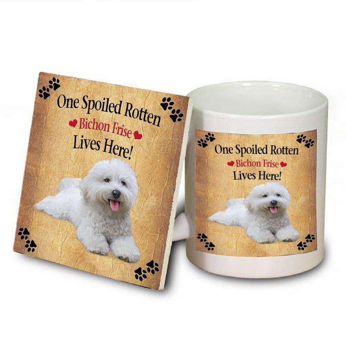 Bichon Frise Spoiled Rotten Dog Mug and Coaster Set