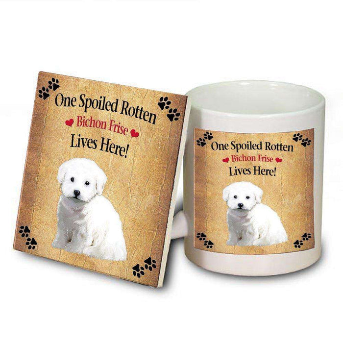 Bichon Frise Spoiled Rotten Dog Mug and Coaster Set