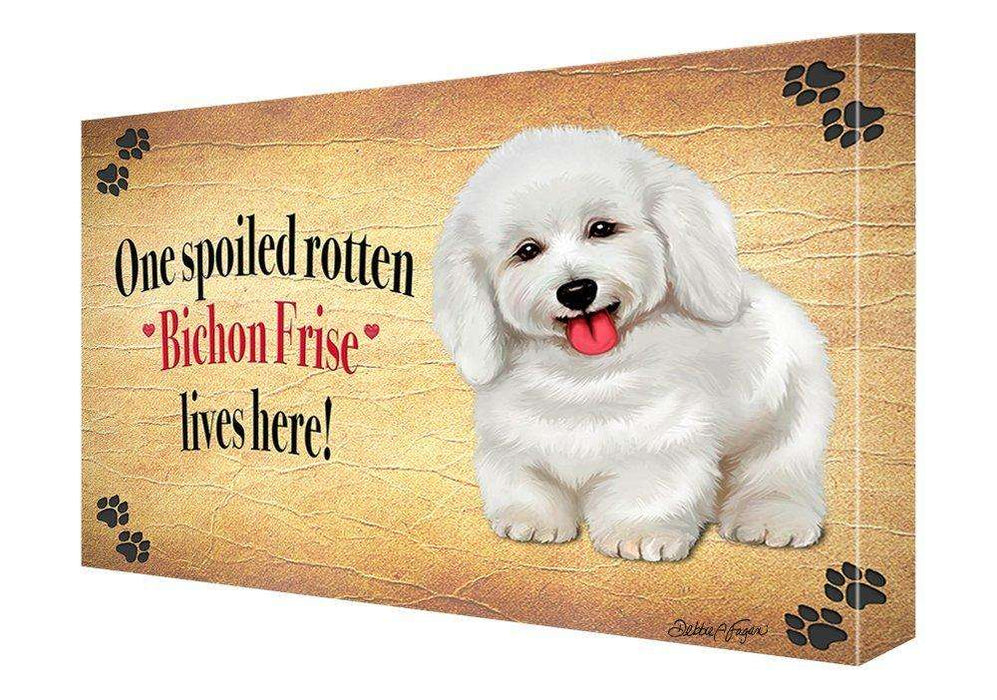 Bichon Frise Spoiled Rotten Dog Painting Printed on Canvas Wall Art Signed