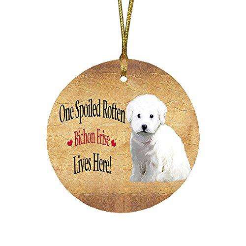 Bichon Frise Spoiled Rotten Dog Round Christmas Ornament